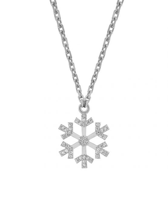 SNOWFLAKES NECKLACE WITH A LARGE WHITE DIAMOND IN THE CENTRE